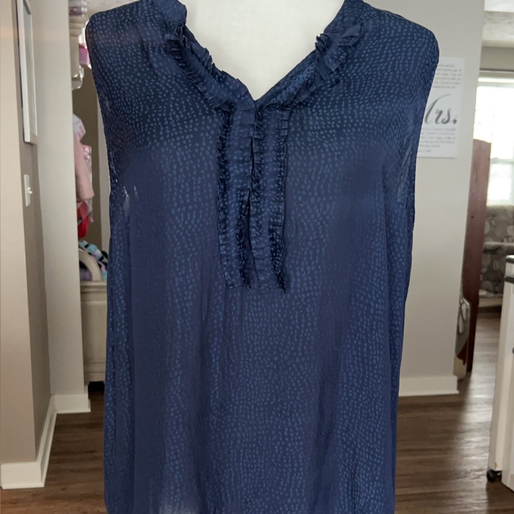 41 Hawthorn Navy Ruffle Blouse